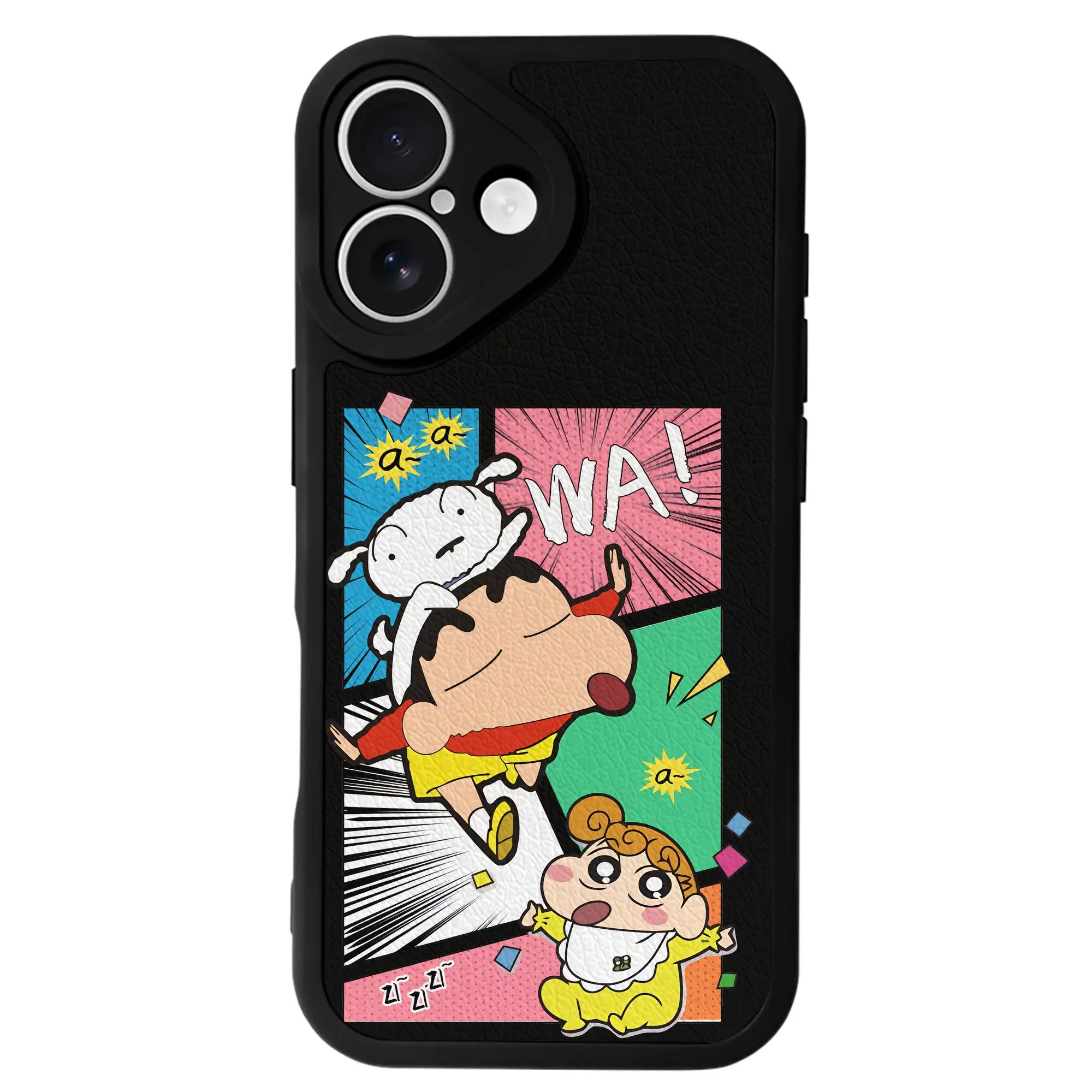 クレヨンしんちゃん グッズ 野原 ひまわり - IPhone 16シリーズ対応 ・ シリコンスマホケース ・ レザー調 ・ 高精度フィット ・ 耐衝撃 ・ ワイヤレス充電対応 ・ 精密カット